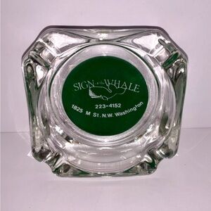 Vintage Glass Marketing Ashtray Sign of the Whale Washington DC, Nice!
